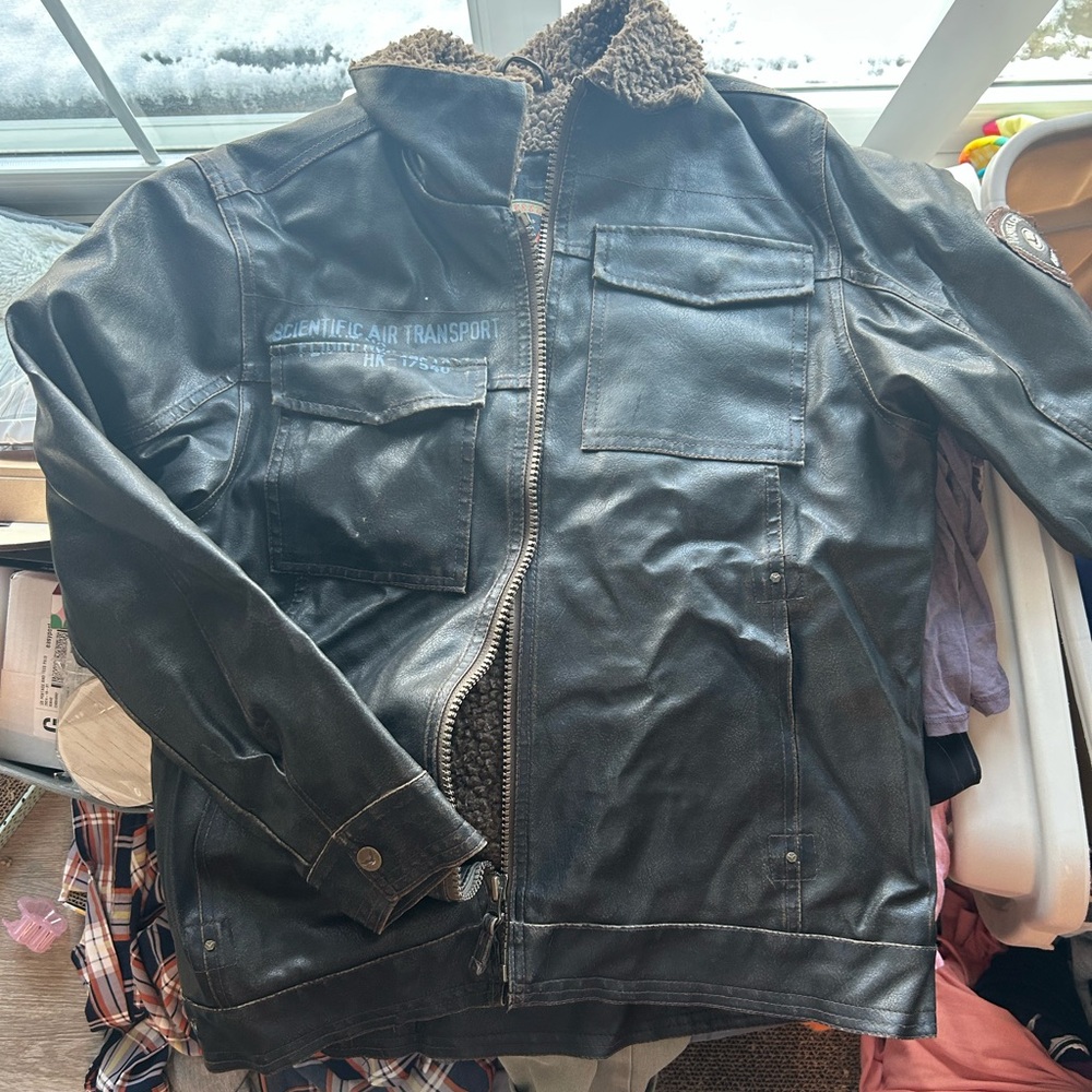 Women’s brown Leather Jacket with Fur Collar
